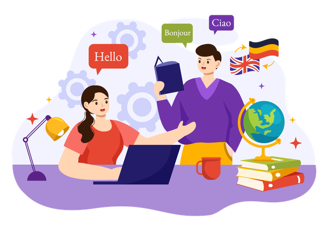 Premium Language School Illustration pack from School & Education ...