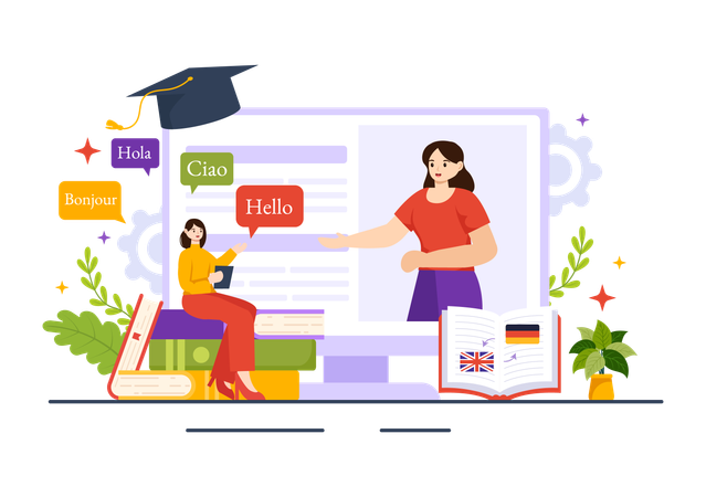 Premium Language School Illustration pack from School & Education ... image.