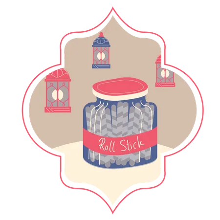 Lantern and Eid Cake  Illustration