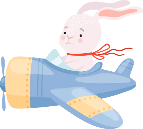 Avion volant lapin  Illustration