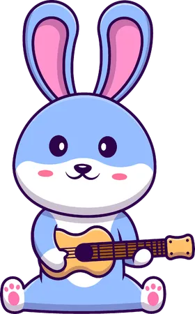 Lapin jouant de la guitare  Illustration