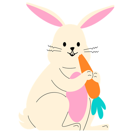 Lapin mangeant des carottes  Illustration