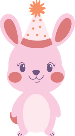 Lapin mignon portant un chapeau d'anniversaire  Illustration