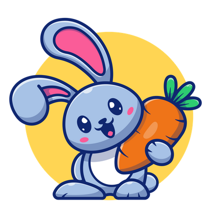 Joli lapin tenant une carotte  Illustration