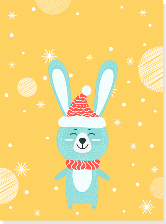 Lapin profitant du festival de Noël  Illustration