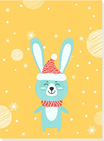 Lapin profitant du festival de Noël  Illustration