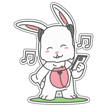 Bunny se détendre avec de la musique  Illustration