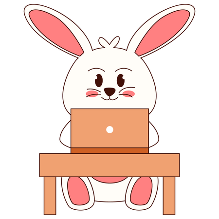 Lapin utilisant un ordinateur portable  Illustration