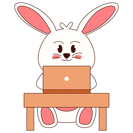 Lapin utilisant un ordinateur portable  Illustration