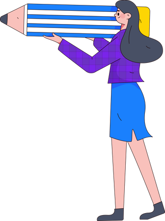 Fêmea segurando lápis  Ilustração