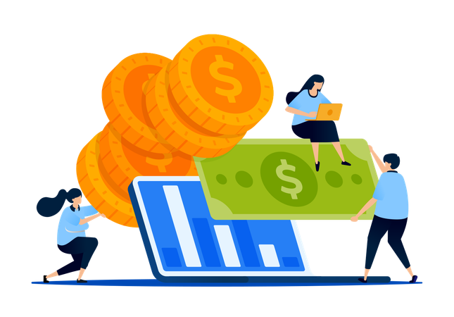 Laptop analyzing finances for loan applications  Illustration