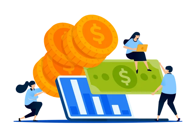 Laptop analyzing finances for loan applications  Illustration