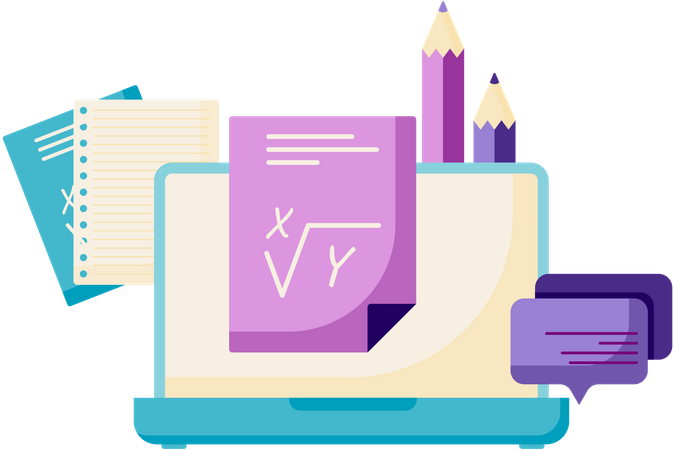 Laptop and math sheet  일러스트레이션