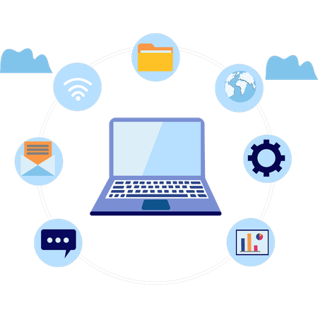 Laptop Connected To Internet  Illustration