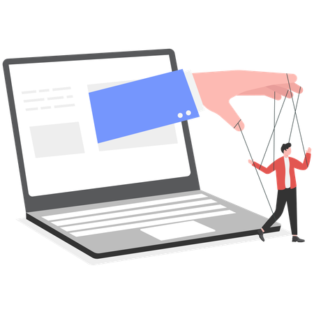 Laptop controlling man  Illustration