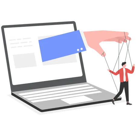 Laptop controlling man  Illustration