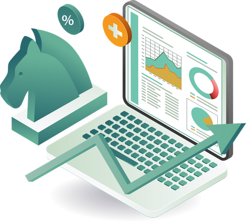 Laptop Data analysis and business strategy  Illustration