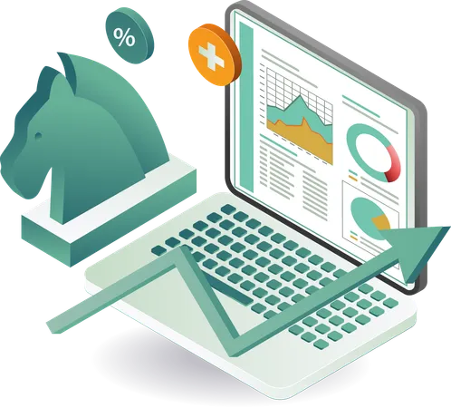 Laptop Data analysis and business strategy  Illustration