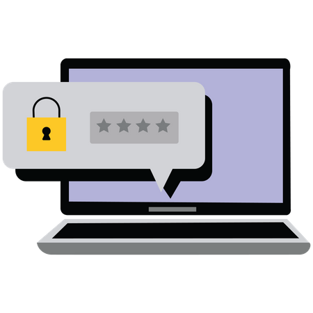 Laptop data security password  Illustration