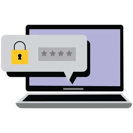 Laptop data security password  Illustration