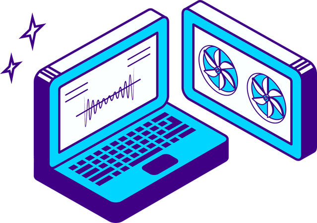 Laptop data server  Illustration