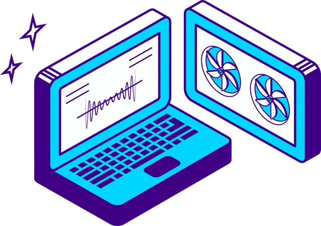 Laptop data server  Illustration