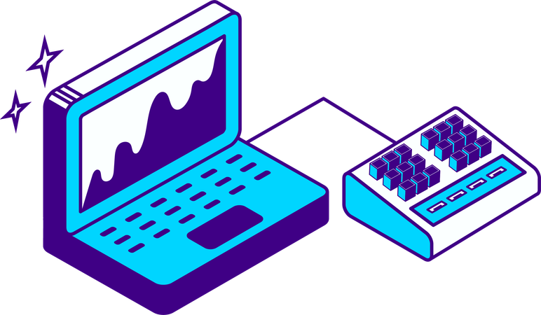 Laptop database  Illustration