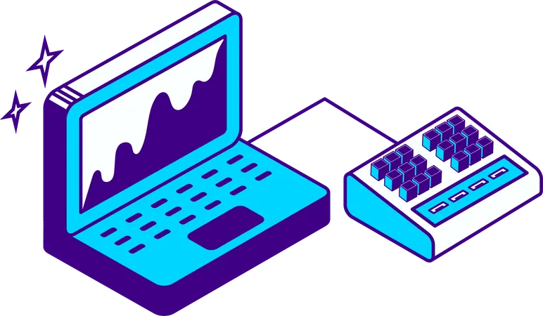Laptop database  Illustration