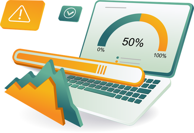 Laptop displaying bar graph on screen  Illustration