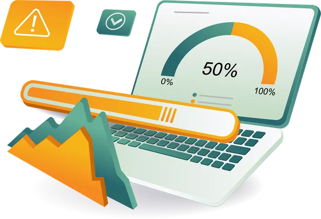 Laptop displaying bar graph on screen  Illustration