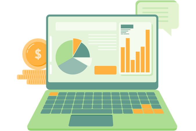 Laptop displays infographic  Illustration