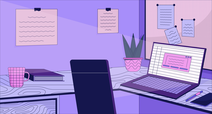 Laptop home office desk  Illustration