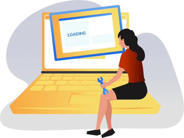 Laptop Loading  Illustration