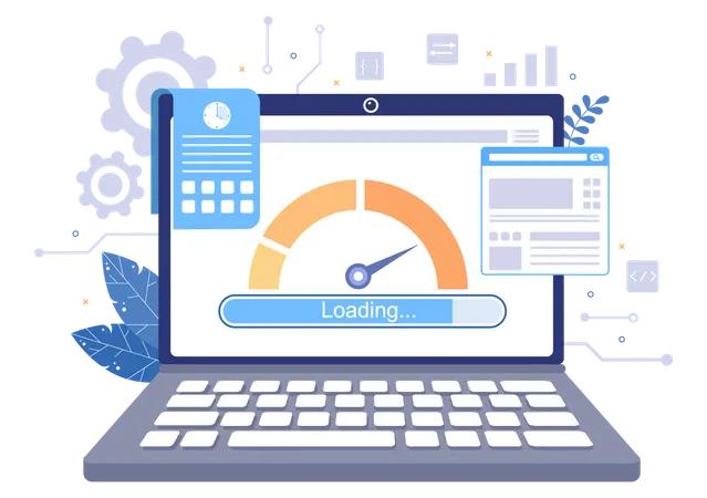 Website Loading Speed Optimization With Server Web Programming Mobile App Development And Page Software Background Vector Illustration イラスト
