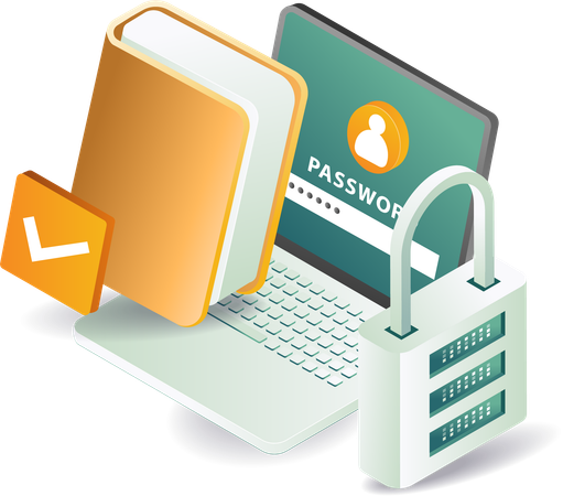 Laptop security and data password  Illustration