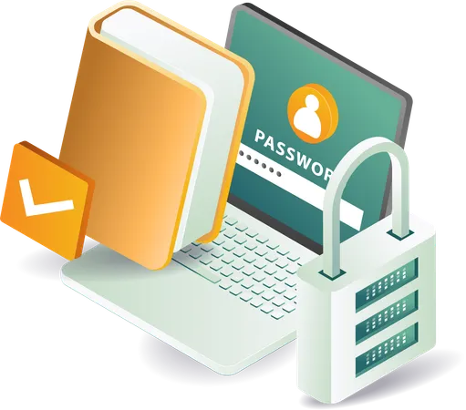 Laptop security and data password  Illustration