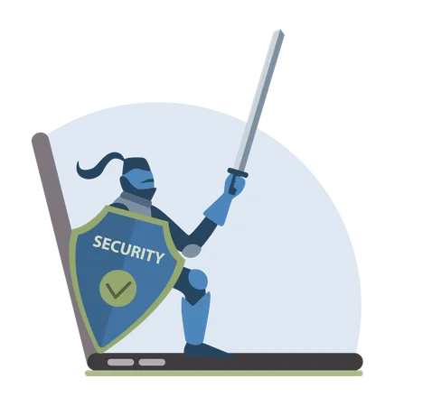Laptop security from cyber attack  Illustration