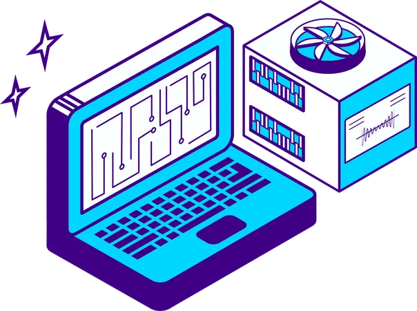 Laptop server  Illustration