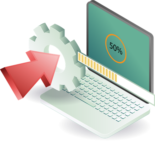 Laptop update process technology  Illustration