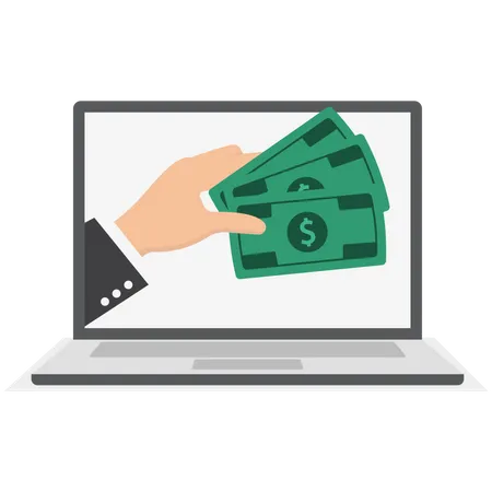 Laptop with money  Illustration