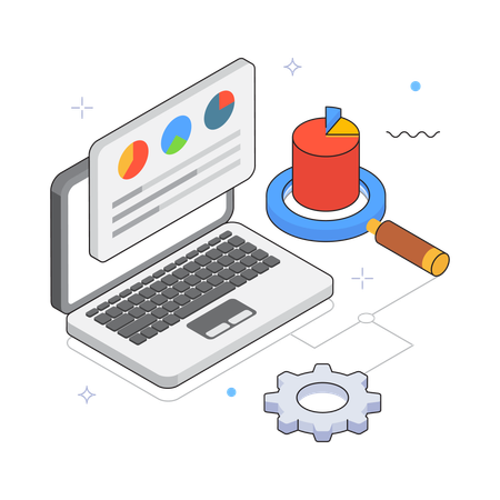 Laptop with Pie Chart Visualization  Illustration