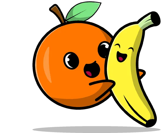 Laranja Abraço Banana  Ilustração