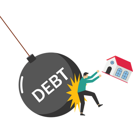 Large amount of debt affects the home  イラスト