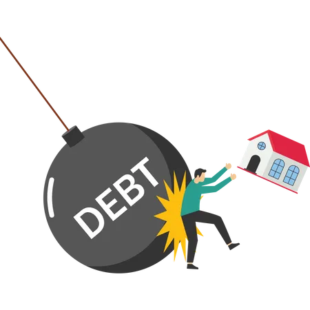 A Large Amount Of Debt Affects The Home Vector Illustration In Flat Style 일러스트레이션