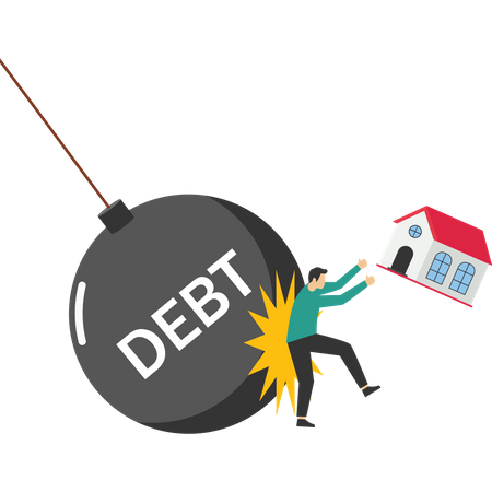 Large amount of debt affects the home  Illustration