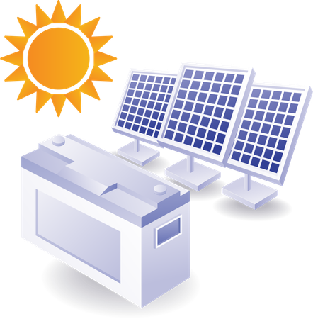 Large battery to store solar panel energy  Illustration