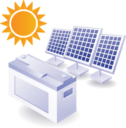 Large battery to store solar panel energy  Illustration