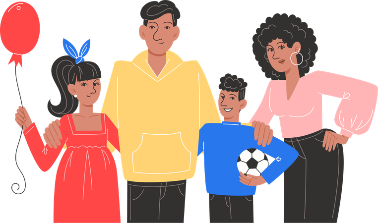 Large family standing together  Illustration