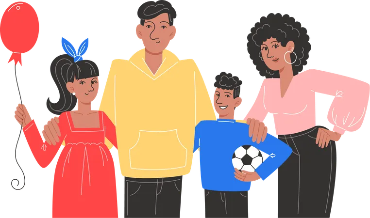 Large family standing together  Illustration