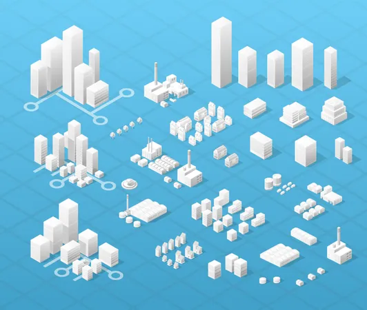Vector Isometric Center Of The City On The Map With A Large Number Of Buildings Skyscrapers Factories Parks And Vehicles Isometric View Of A Large Modern City Business Illustration